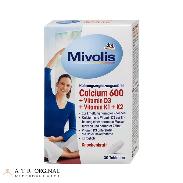 calcium-600-vitamin-d3-k1-k2-mivolis قرص کلسیم ۶۰۰ میولیس همراه ویتامین D3، K1 و K2